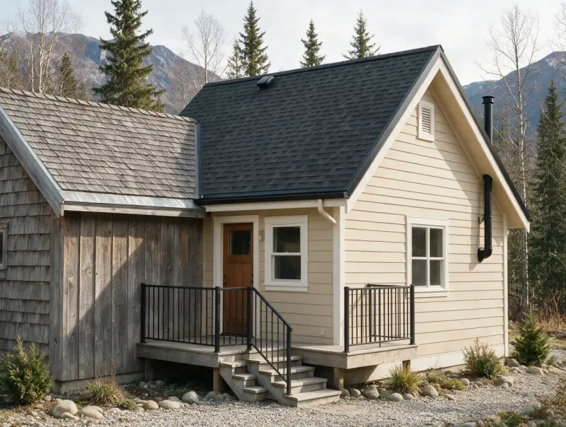 Illustrative residential addition with framing under construction