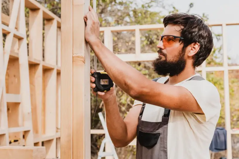 Carpenter measuring material for a home repair